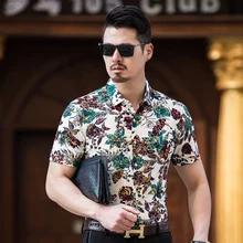 Дизайн Лето модная мужская одежда с цветочным принтом короткий рукав Мужская Цветочная рубашка одежда