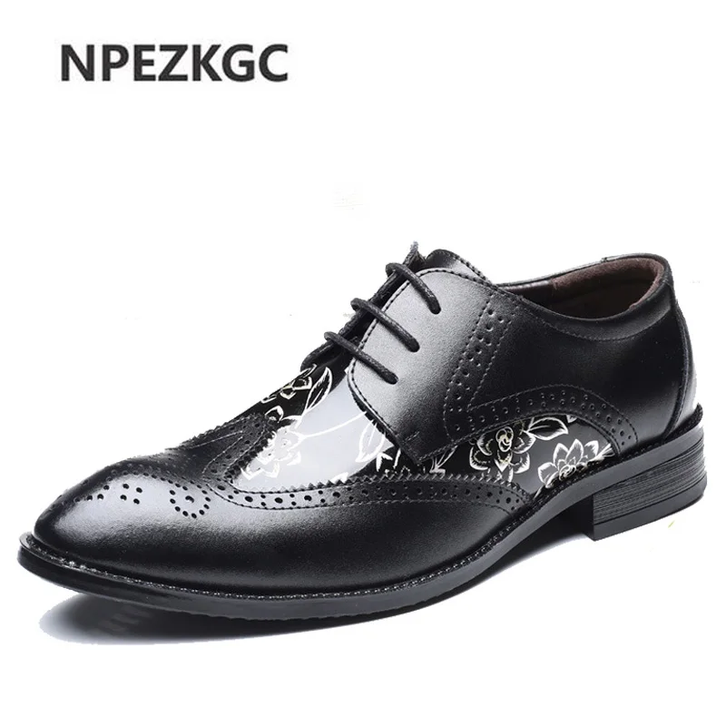 

NPEZKGC New Oxford Shoes For Men Dress Shoes Genuine Leather Office Shoes Men Flats Zapatos Hombre Mens Oxfords Plus size 38-48