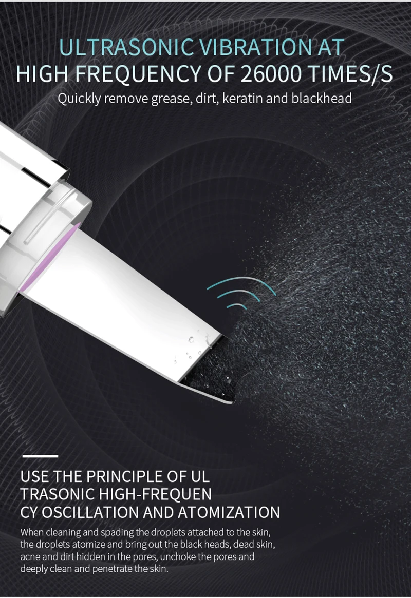 Ультразвуковая щетка для кожи с ЖК-питанием для очищения лица устройства для удаления угрей для лица шпатель для лица отшелушивающие