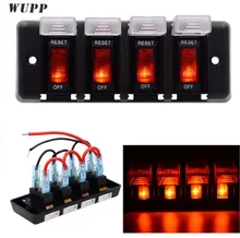 WUPP 12V 4 Gang Switch Panel ABS Waterproof LED Indicator Switch Panel Circuit Breaker Panel With Sticker For Car Boat Marine maintenance switch for automatic gas extinguisher panel work with fire fighting panel