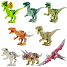 8 pçs/lote Jurrassic Jurassic dinossauro Figura Set for kids Animal Building Blocks Define Modelo Brinquedos Educativos para Crianças