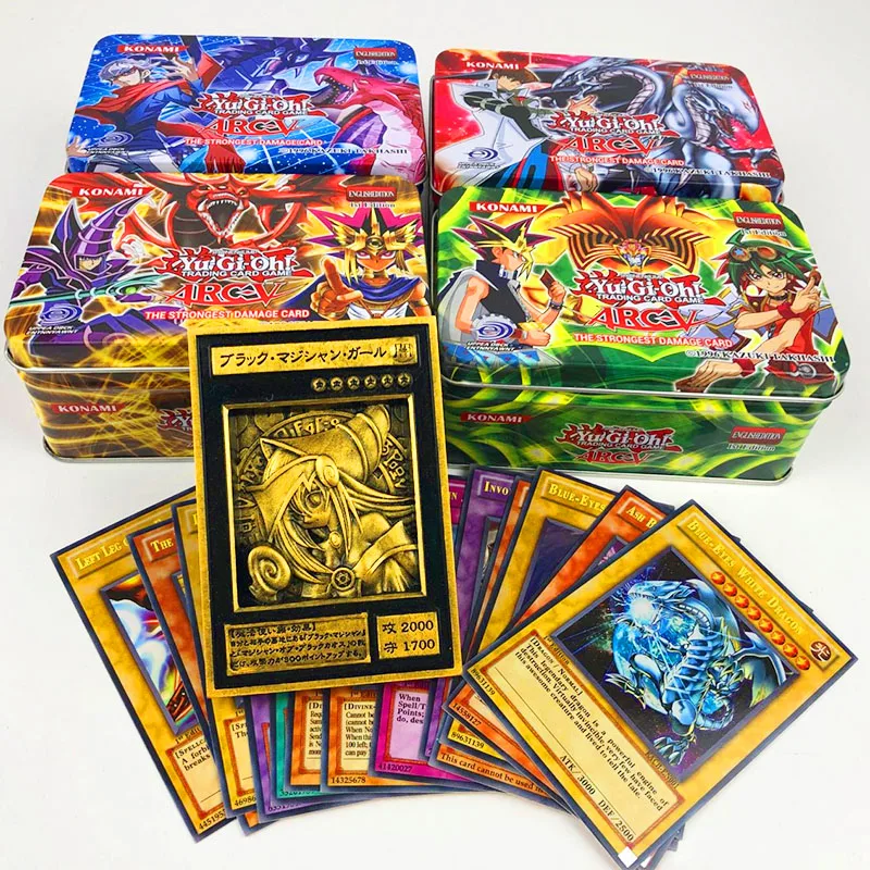 Yu Gi Oh Game Cards Classic YuGiOh Game English Cards Carton Collection cards with flash card and metal tin box toys