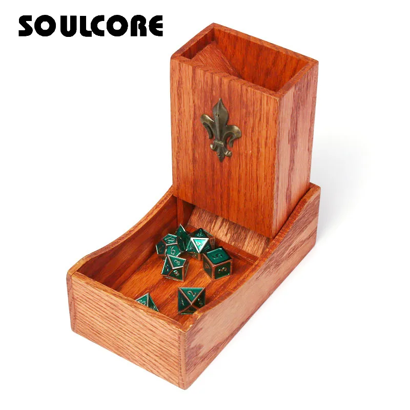 

soulcore dnd dice tower wooden rpg dice tray fold Oak Storage dice Magnet adsorption 17cm for dungeons and dragons table games