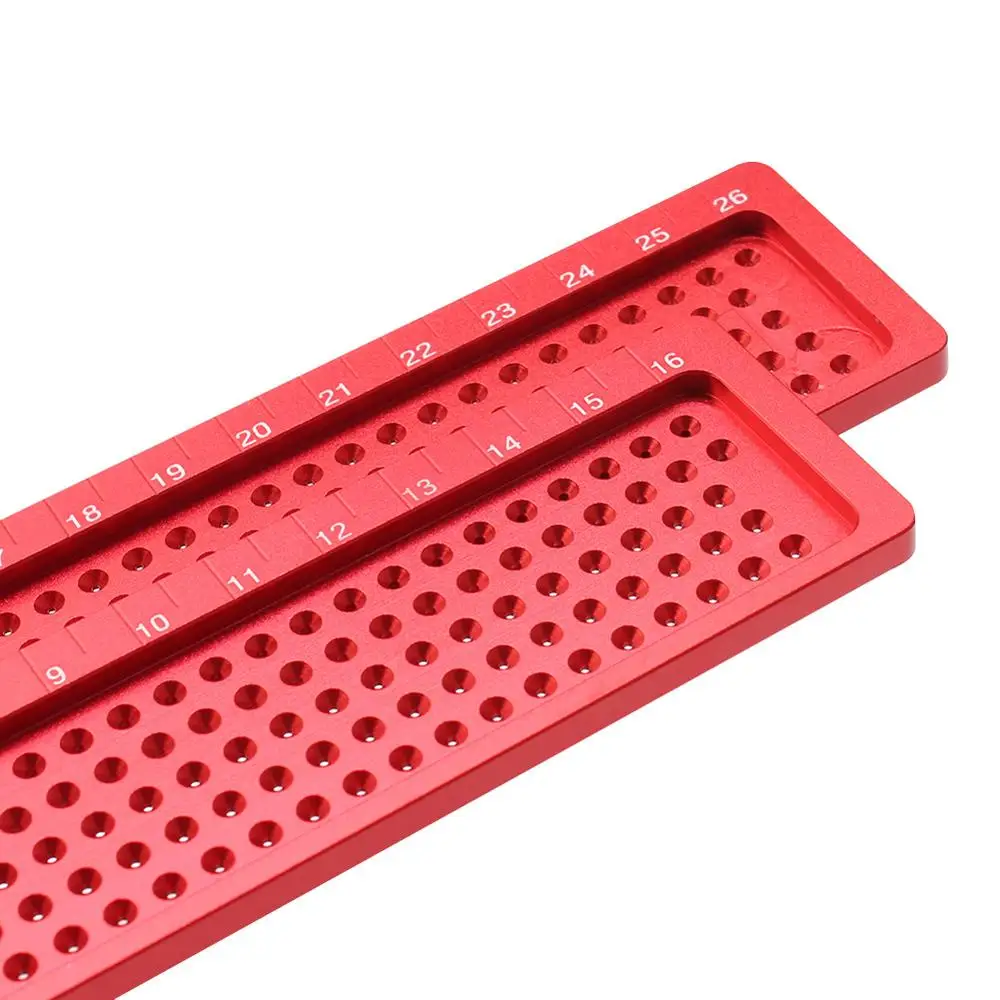 Comprar Trabajo de la madera agujero marcado gobernante de aleación de aluminio en forma de T gobernante de la madera mini marcado cruzado herramienta de medición de precisión Cruz cal