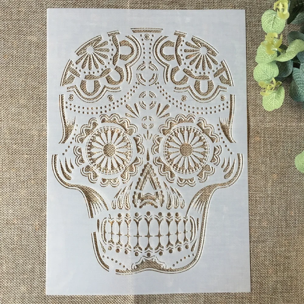 

29*21cm Retro Skull Thin DIY Layering Stencils Wall Painting Scrapbook Coloring Embossing Album Decorative Paper Card Template
