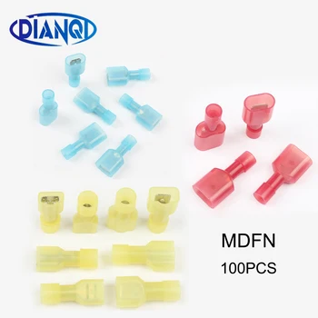 

MDFN1.25-250 MDFN2-250 MDFN5.5-250 NYLON brass Male Insulated Spade joint Cable Wire Connector 100PCS AWG22-16 16-14 12-10 MDFN