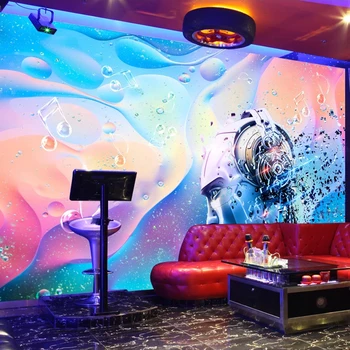

Custom Photo Mural Waterproof Self-adhesive Wallpaper Fashion Music Cafe Restaurant Bar KTV Background Wall Decoration Painting