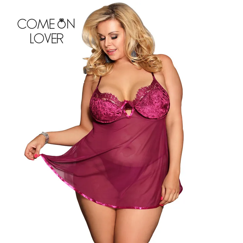 

Comeonlover Sexy Night Dress Strap Sexy Valentine Babydoll Mujer Sexy Transparent Rose Red Lingerie Big Sizes Robe RE80602P