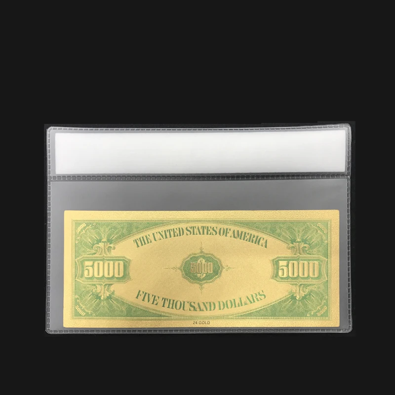 Лидер продаж в США 5000 долларовая Золотая банкнота 999,9 Позолоченные мир валюты Счета с Пластик чехол для домашний декор и коллекция