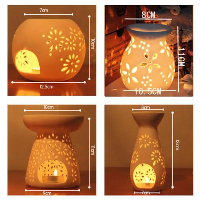 Керамика ручной работы Арома горелка полый цветочный узор эфирное масло горелка Свеча лампа много стиль домашний декор