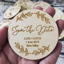 Венок сохранит дату магнит, изготовленный на заказ Деревянный сохранить дату, выгравированный свадебный подарок