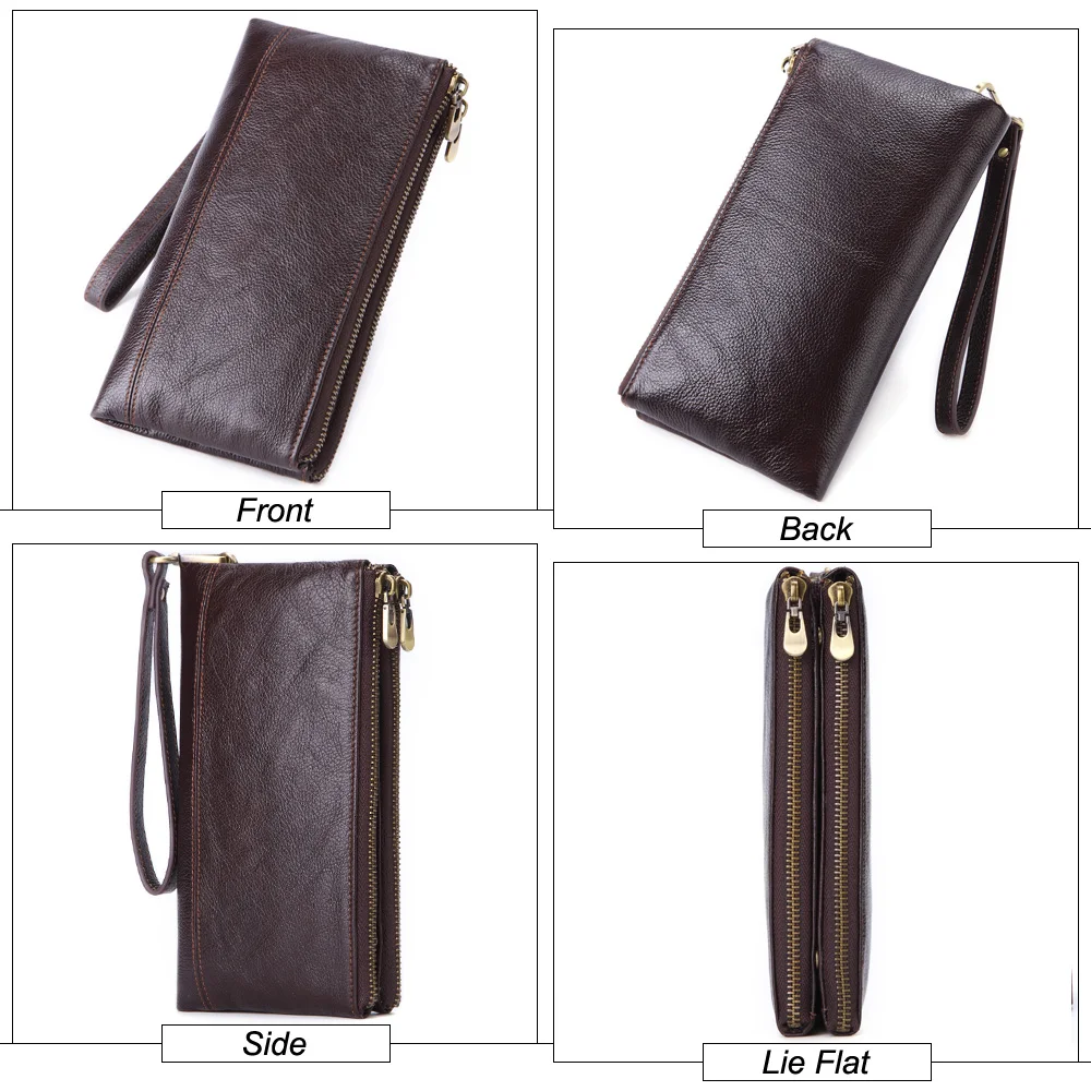 Flanker genuine leather men organizer wallets with cell phone pocket business clutch wallet card ho