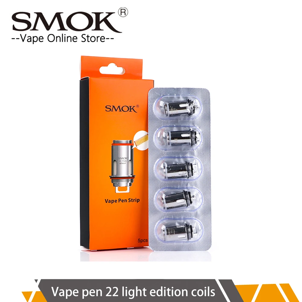 

5pcs/lot Original SMOK Vape Pen 22 Replacement Coil vape pen mesh strip 0.15ohm coils Fit SMOK Vape Pen 22/Vape Pen Plus kit