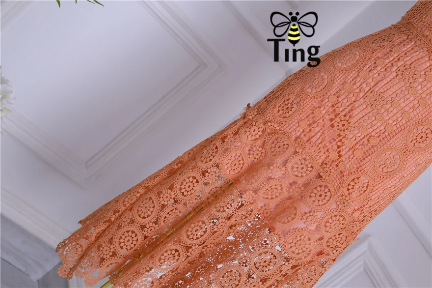 Tingfly Лето Бохо кружева выдалбливают Вышивка макси платья дизайнер Подиум оборками рукав дамы платья для вечеринок женская одежда