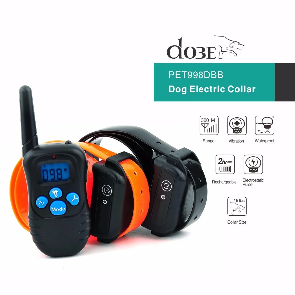 

Training Collar Dog Electronic Shock Vibrate Dob Bark Collar Remote Control Pet Dog Training Collar For 2 Dog 300M