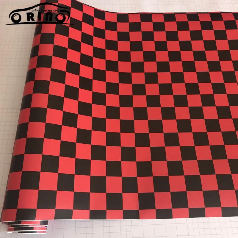 Black Red Checkered Flag Vinyl Film Sticker-1