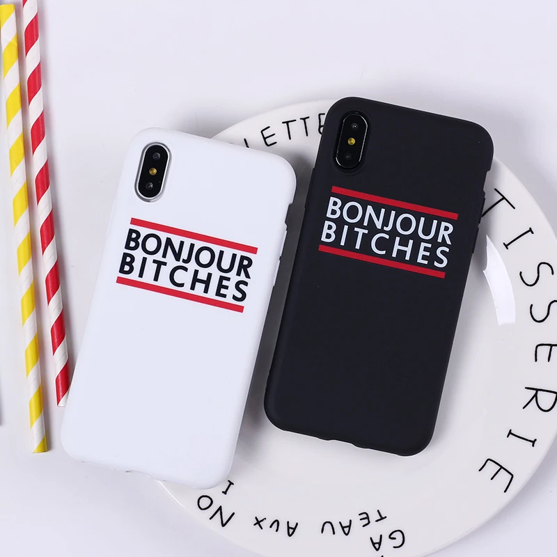 

Ottwn Graffiti Letter Quote Phone Case For iPhone X XR XS Max Soft TPU Funny Cases 7 8 6s Plus Candy Color Cartoon Cover 5SE