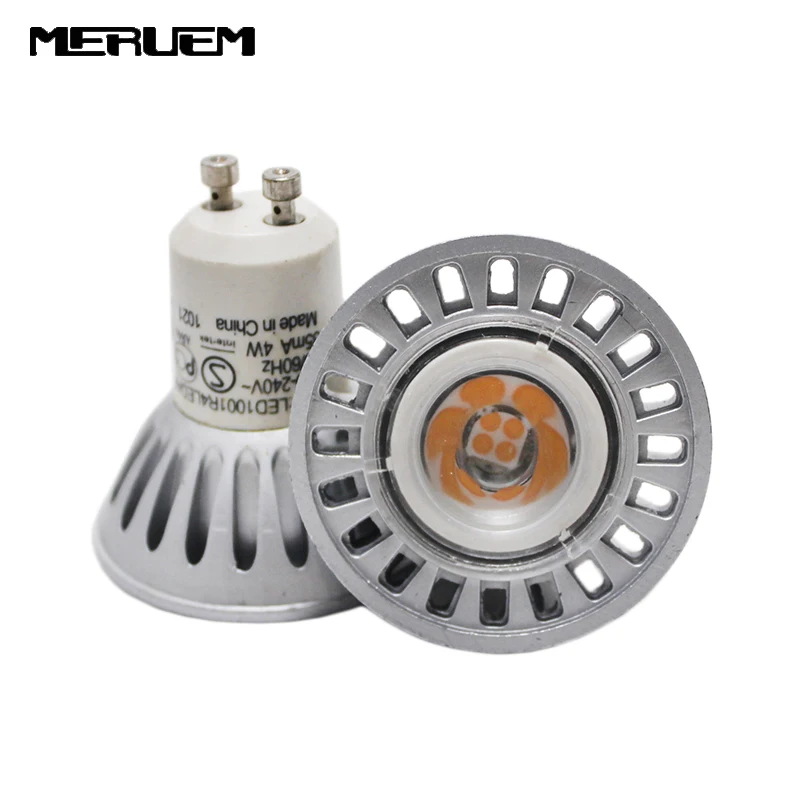 

Free shipping 1pcs 4W Warm white LED Lamp GU10 Light AC 220-240V Chandelier Spotlight 1W high power
