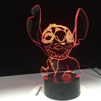 

Stitch 3D LED Lamp New Cute Bedroom Table Night Light Acrylic Panel USB Cable 7 Colors Change Touch Base Lamp Kids Gift Dropship