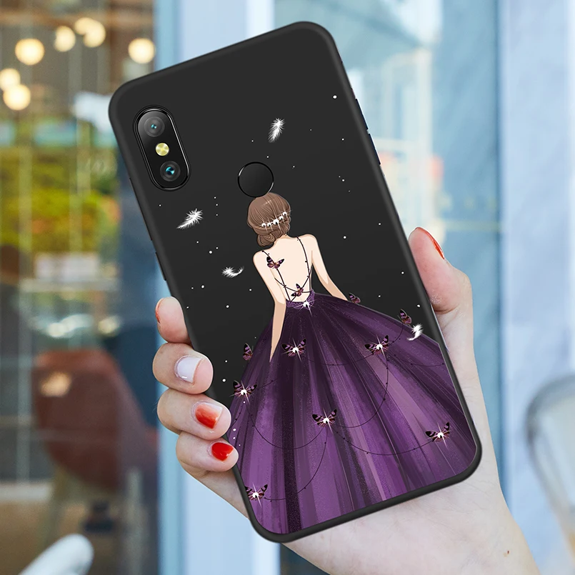 

Luxury Silicone Case For Xiaomi Redmi Note 6 Pro Case 3D Relief Beautiful Dress Cover For Xiaomi Redmi Note 5 A2 Lite Coque