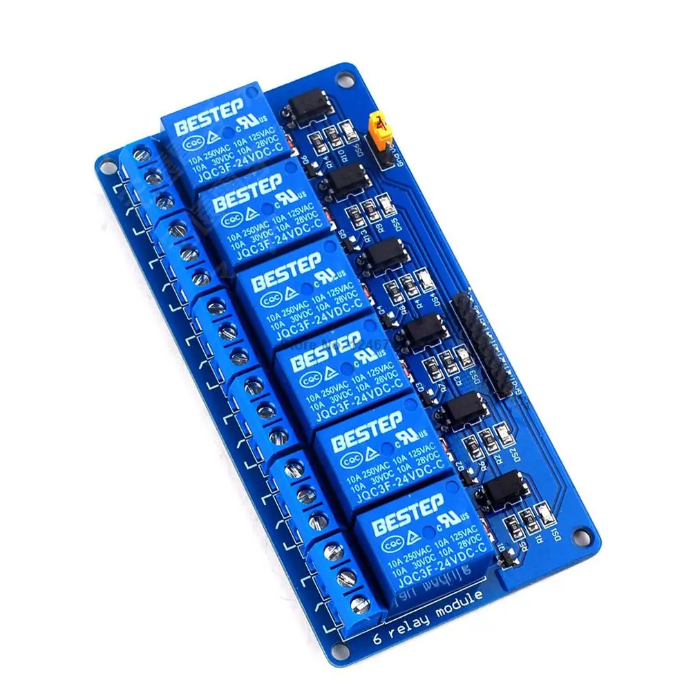 1 шт. 24В 6-канальный релейный модуль для Arduino PIC ARM DSP AVR горячая распродажа |