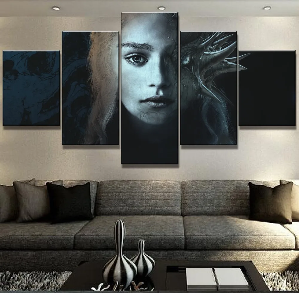 

Framework 5 Piece HD Print Large Game of Thrones Painting Canvas Wall Art Picture Home Decoration Living Room Canvas Painting