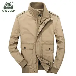 AFS JEEP 2017 Для мужчин осень военные качества повседневные брендовые 100% хлопок Черная куртка пальто человек весна хаки Куртки большой карман