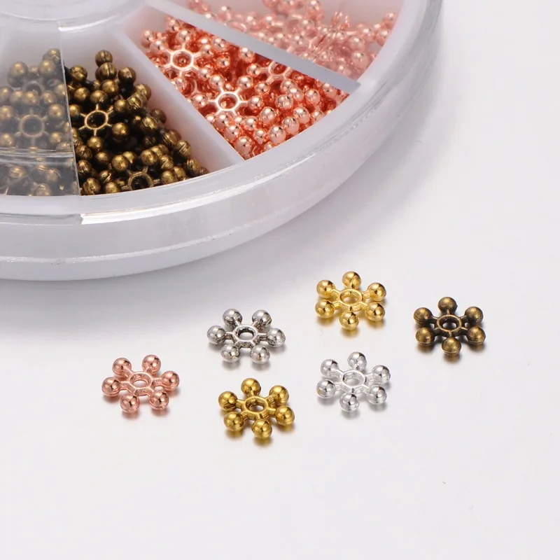 

1box/264pcs 6 colors Metal Spacer Beads Silver Gold Tibetan Beads Fit DIY Charms Bracelet Necklace Jewelry Making Accessories