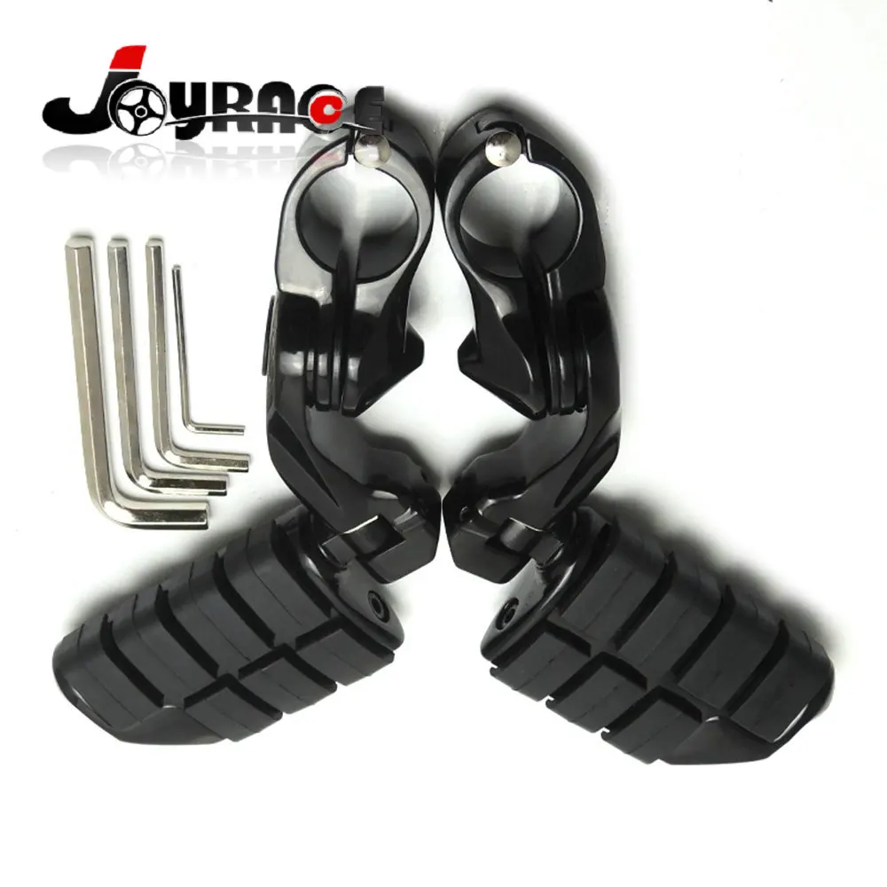 

1 1/4" Chrome And Black Short Angle Tour-Tech Mount Engine Bar Dually Highway Footpegs Kit
