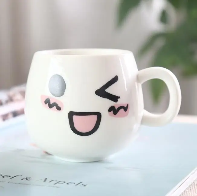 320 мл креативные забавные кружки с милым лицом, белая керамическая чашка, кружка для чая, кофе, молока с ручкой - Цвет: Style 1