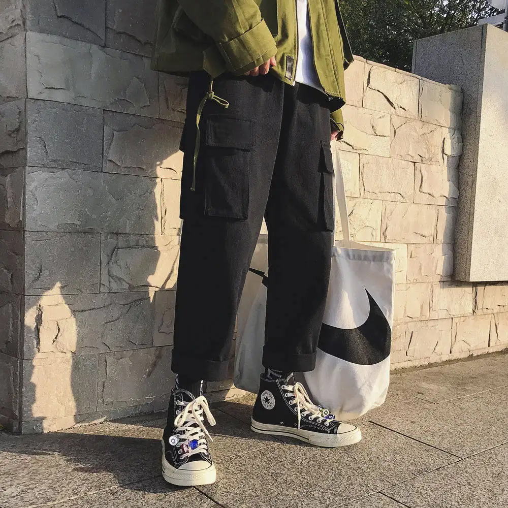 Модные Винтажные штаны для бега, мужские уличные брюки-карго, мужские клетчатые брюки в стиле хип-хоп, высококлассные японские весенние брюки для мужчин