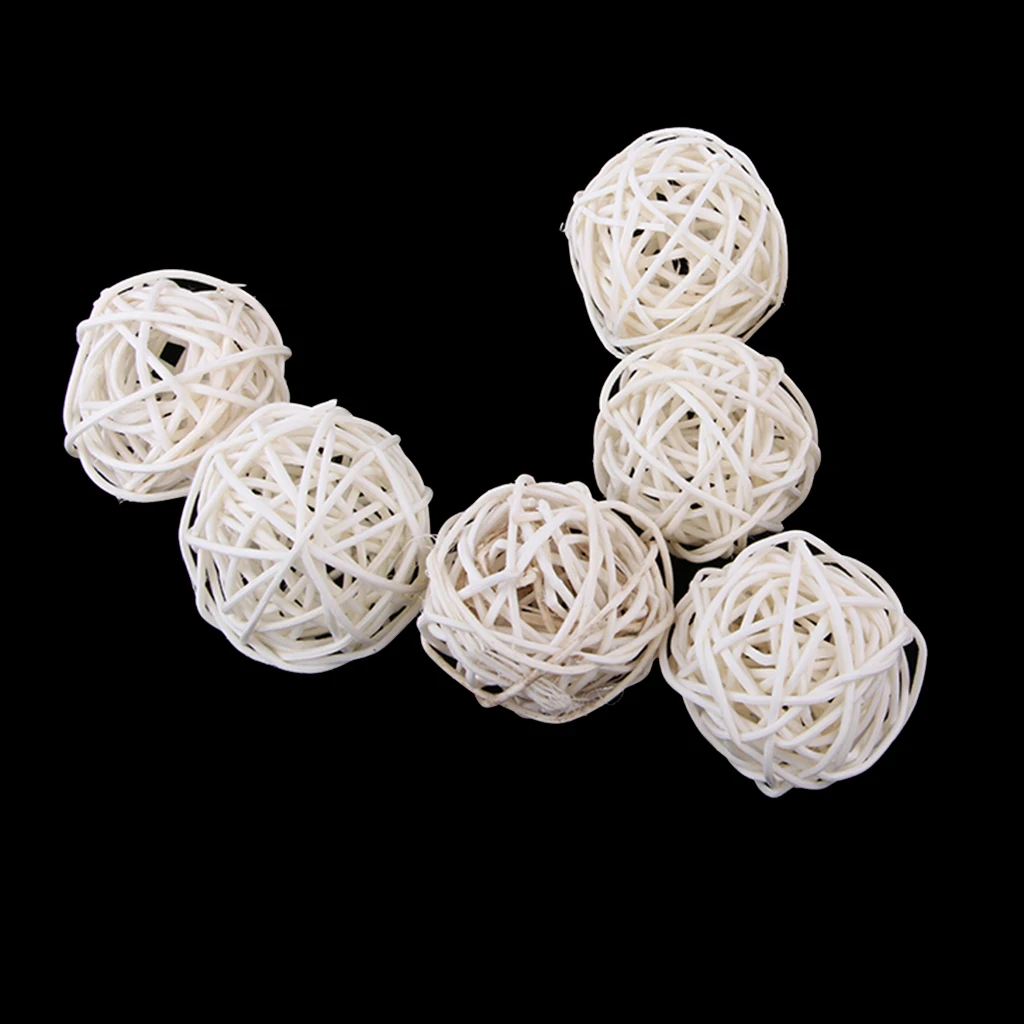 6Pcs Multifunction Natural Rattan Vine Ball Twig Orbs Balls Wicker Balls For Pets Kids Gifts 7 cm