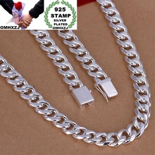 Omhxzj atacado europeu moda quente jóias homem masculino festa de casamento presente grande grosso prata 925 selo corrente colar na188(China)
