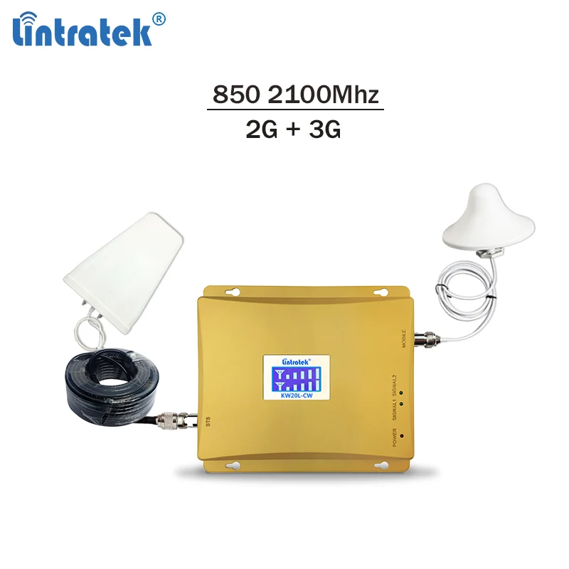 

Lintratek 2G 3G signal repeater 850 2100Mhz celullar signal booster GSM 850 3G 2100 Mobile phone amplifier B5 B1 Repeater #6