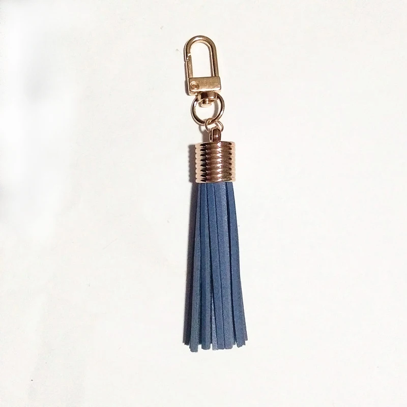 cheap Rose Gold Tassel Key Chain Leather Tassel Key Chain Lobster Clasp Keychains Women Carabiner Bag Charming Pendant 39 color