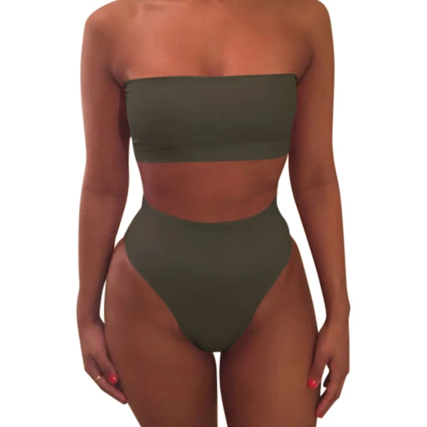 

1 Set Women Swimsuit Swimwear Bikini Solid Color Fashion Breathable for Beach Holiday FH99