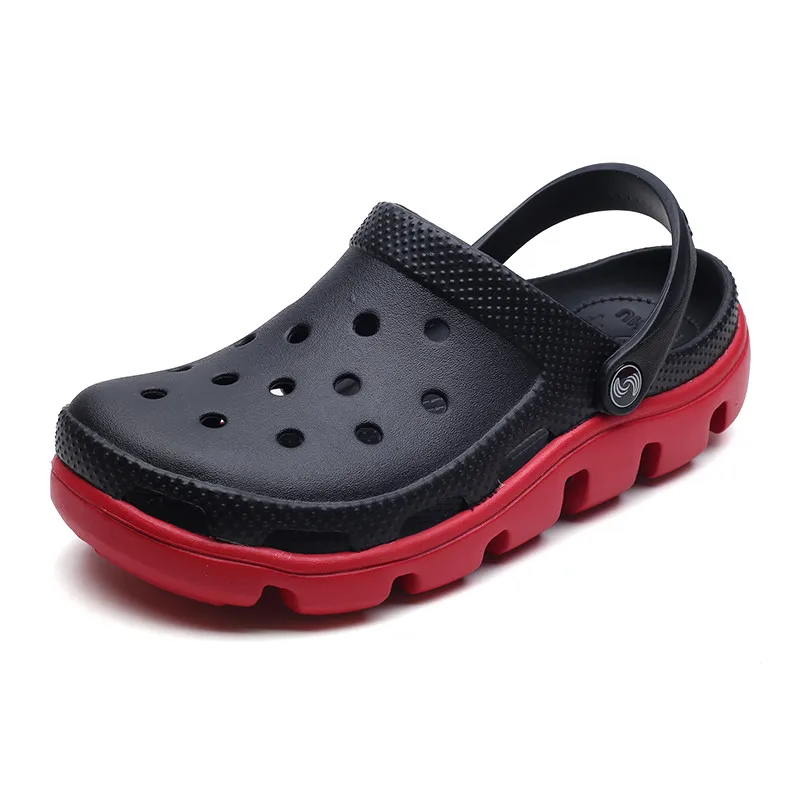 PINSV/сандалии; Мужская обувь; летние сабо; мужские пляжные сандалии; Zuecos; мужские шлепанцы; Sandalias Hombre; размеры 38-47 - Цвет: black  red