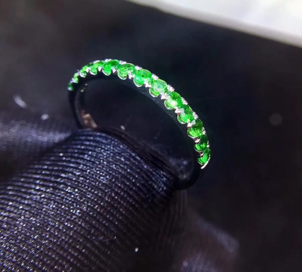 

Fine Jewelry Real 18K White Gold 100% Natural Unheat 0.9ct Tsavorite Gemstones 18k Tsavorites Diamonds Female Wedding Rings