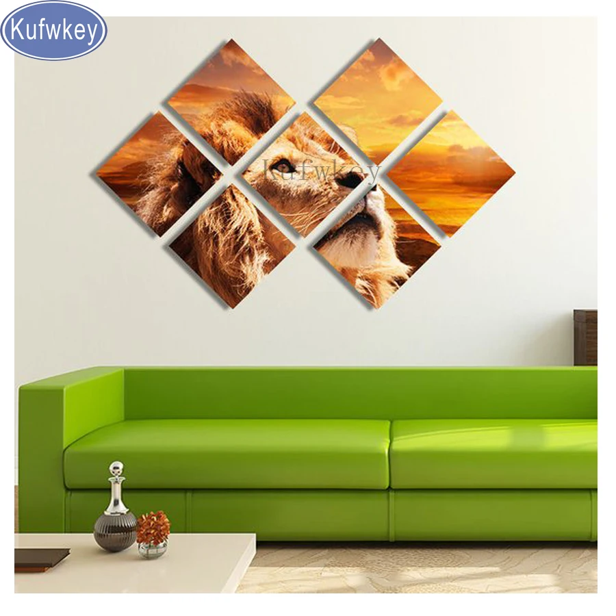 

7pcs/set Diamond Embroidery Poppy fields Cross Stitch mosaic diamond Picture Full square drill diamond painting scenery sunrise