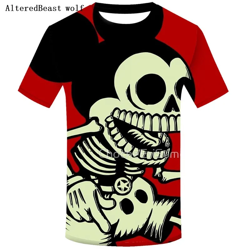 

Disney Mickey cartoon skull 2019 new t shirt 3D Print T-Shirt Men Casual O-Neck Tops Summer Short sleeve Cool tee