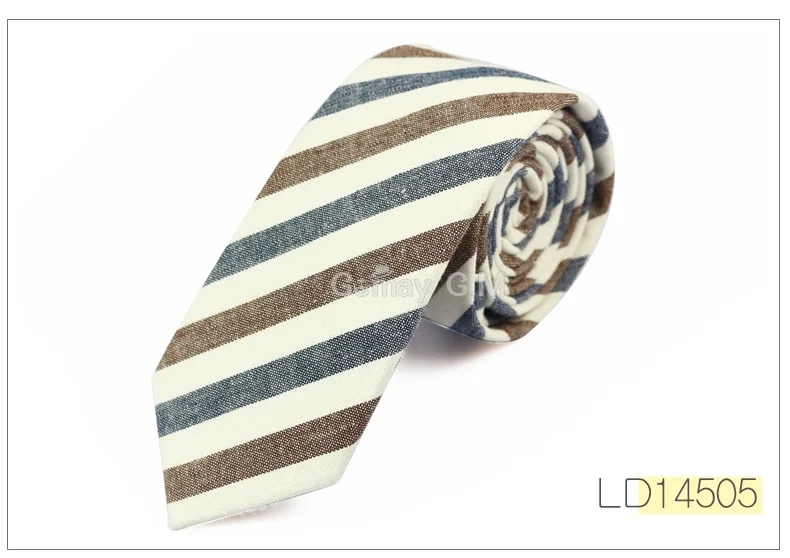 New Fashion Mens Ties Cotton Necktie for Men Causal Stripe Tie For Man Bussines Corbatas Bridegroom Party Slim Neckties - Цвет: LD14505