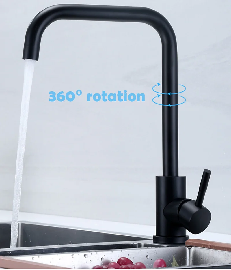 High Quality Stainless Steel Black Painted Steel Kitchen Hot and Cold Faucet Sink Faucet Stainless Steel Simple Style High Quality Stainless Steel Black Painted Steel Kitchen Hot and Cold Faucet Sink Faucet Stainless Steel Simple Style