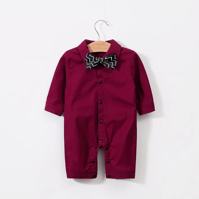 

Sunshine Gentleman One-Piece Jumpsuits Buttons-Up 100% Cotton Long-Sleeves Cute Absorbent Breathable Coveralls 3-18 Months