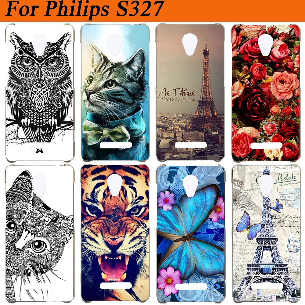 

For Philips S327 Case Cover Silicon Wolf Tiger Owl Rose Eiffel Towers Pattern Painted Soft Tpu Case For Philips S327 5.5" Cases