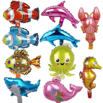 

16inch Sea Animals Aquatic Foil Balloons Marine Ocean Octopus Clownfish Air Filled Globos Babyshower Birthday Party Decor 100pcs