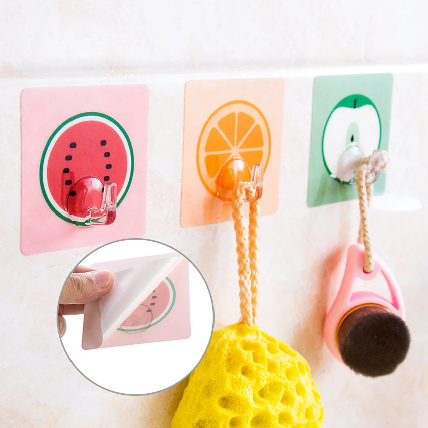 3Pcs Cute Hanging Rack Hook Clothes Holder Sticky Self Adhesive Kitchen