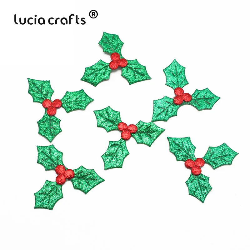 

50pcs/100pcs 3cm Red Fruit with Green Leaves Christmas Tree Decoration Supplies DIY Art Fabric Accessories H0353