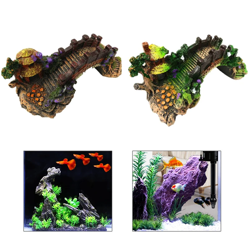 2 sizes Aquarium Decoration Fish Tank Bridge Landscape Ornaments