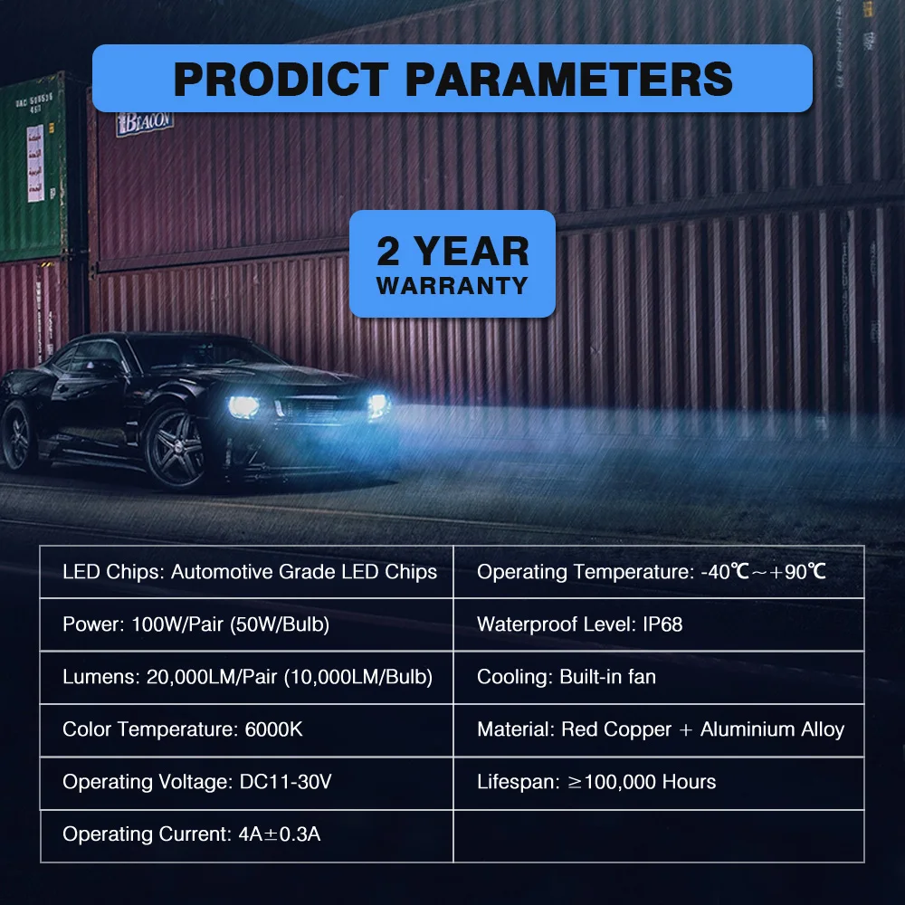 Novsight светодиодные лампы для автомобильных фар H7 H11 HB3/9005 HB4/9006 H4/9003/HB2/короче спереди и длиннее сзади) авто фары 6000 К белого Авто h7 светодиодные лампы светодиодный