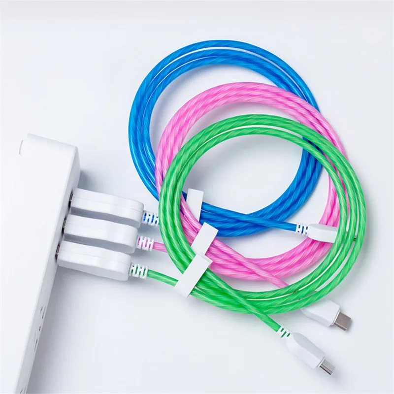 LED Glow Flowing Data USB Charger Type C/Micro USB/8 Pin Charging Cable for iPhone X Samsung Galaxy S9 S8 Charge Wire Cord